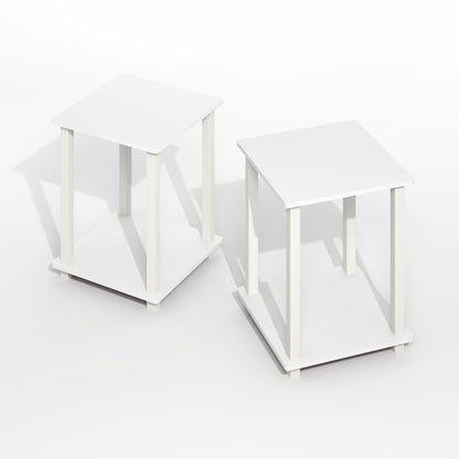 Simplistic End Table, Set of Two, Plain White/White