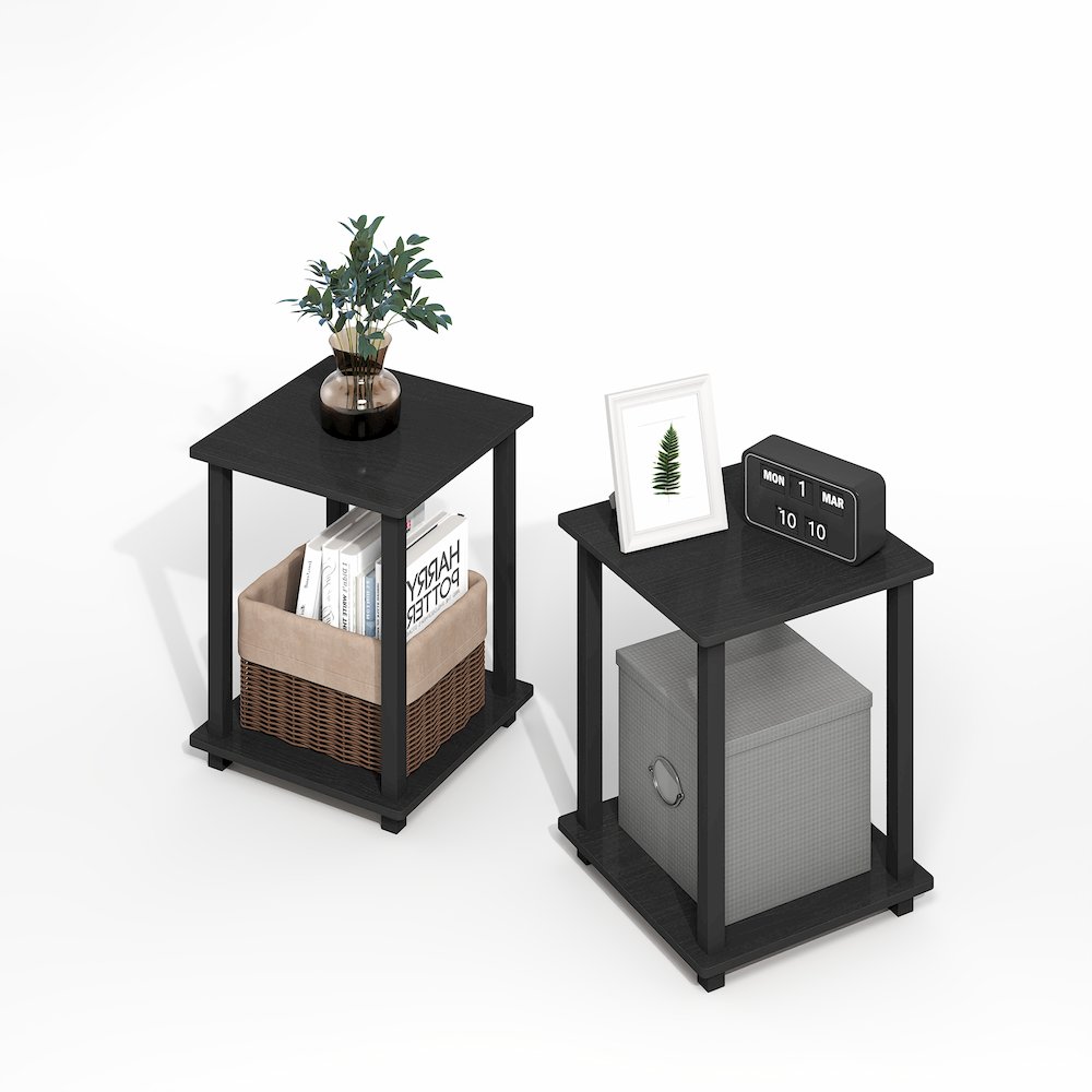 Simplistic End Table, Set of Two, Dark Americano/Black