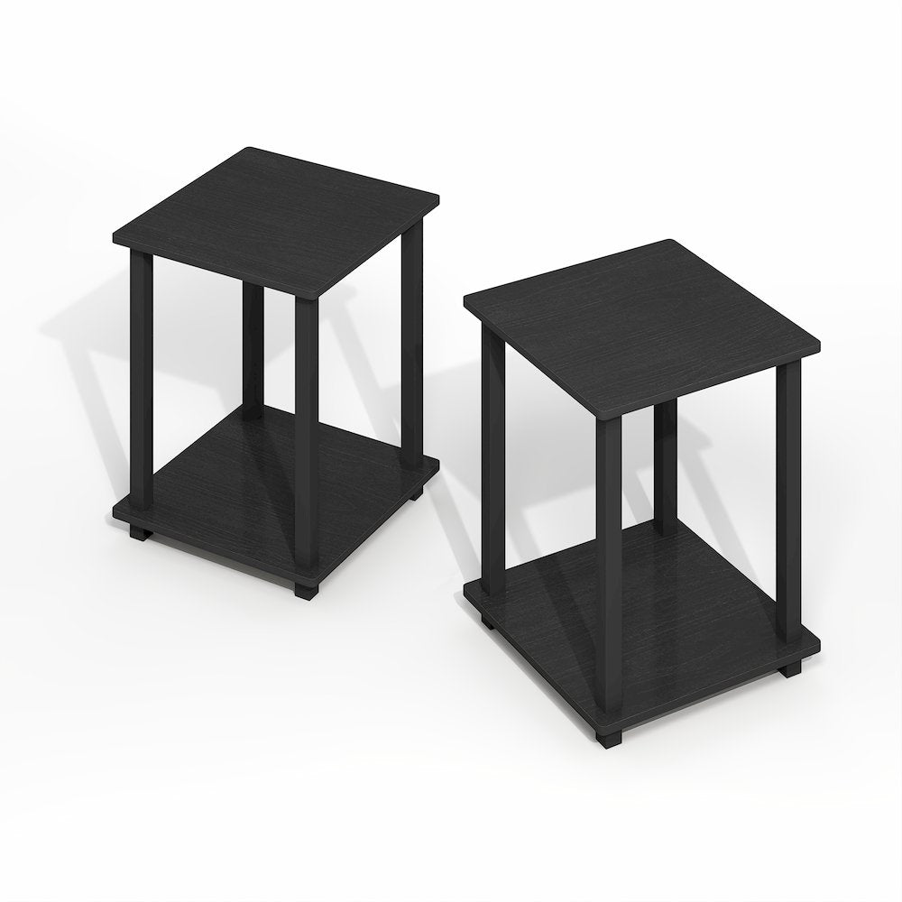 Simplistic End Table, Set of Two, Dark Americano/Black