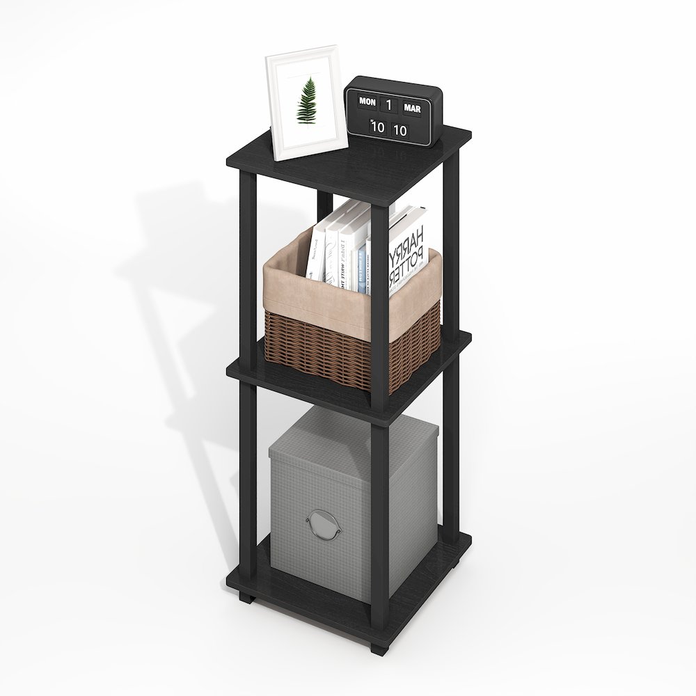 Simplistic End Table, Set of Two, Dark Americano/Black