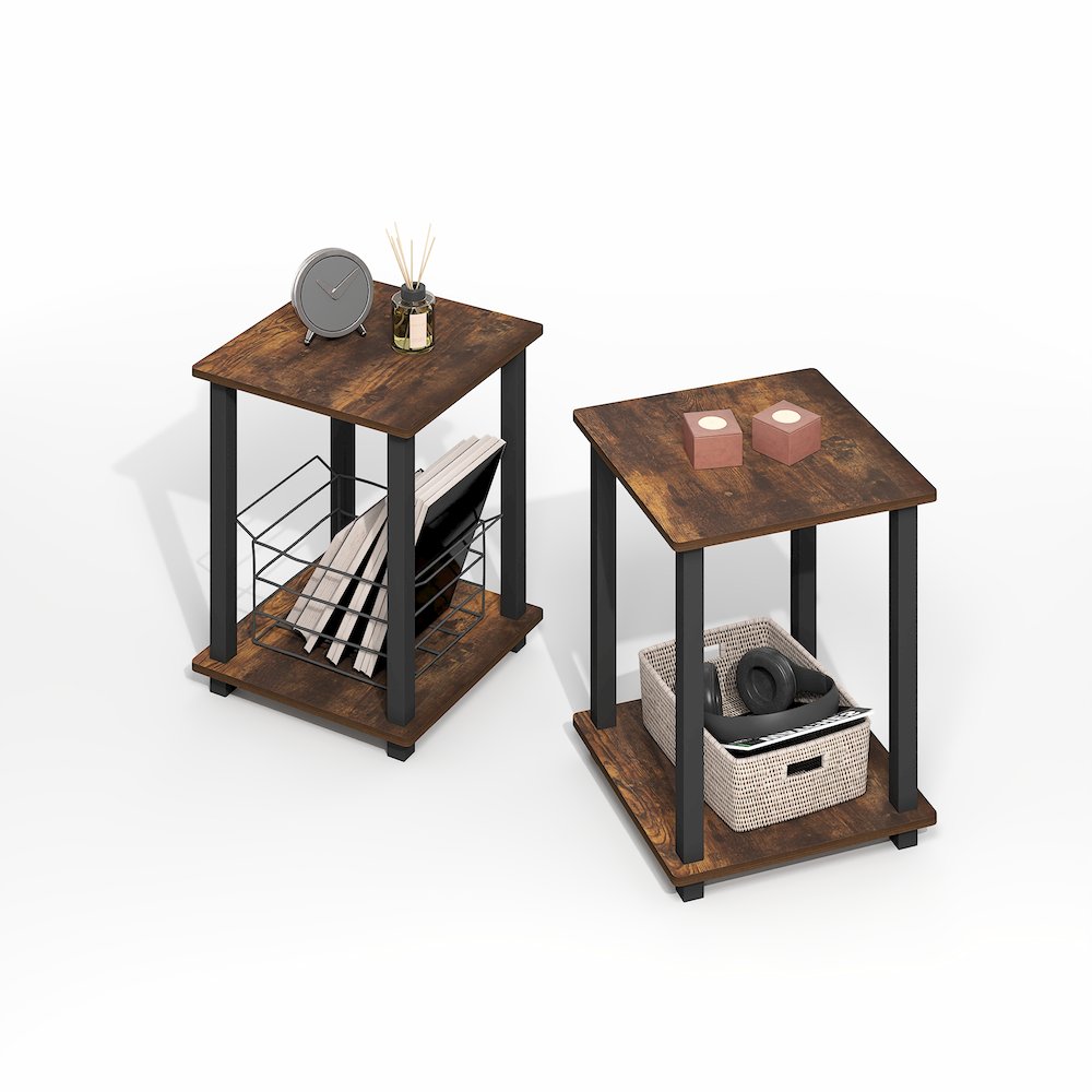Simplistic End Table, Set of Two, Amber Oak/Black