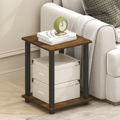 Simplistic End Table, Set of Two, Amber Oak/Black
