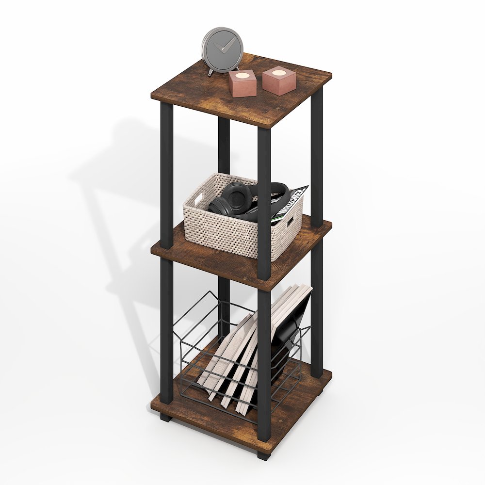 Simplistic End Table, Set of Two, Amber Oak/Black