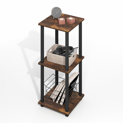 Simplistic End Table, Set of Two, Amber Oak/Black