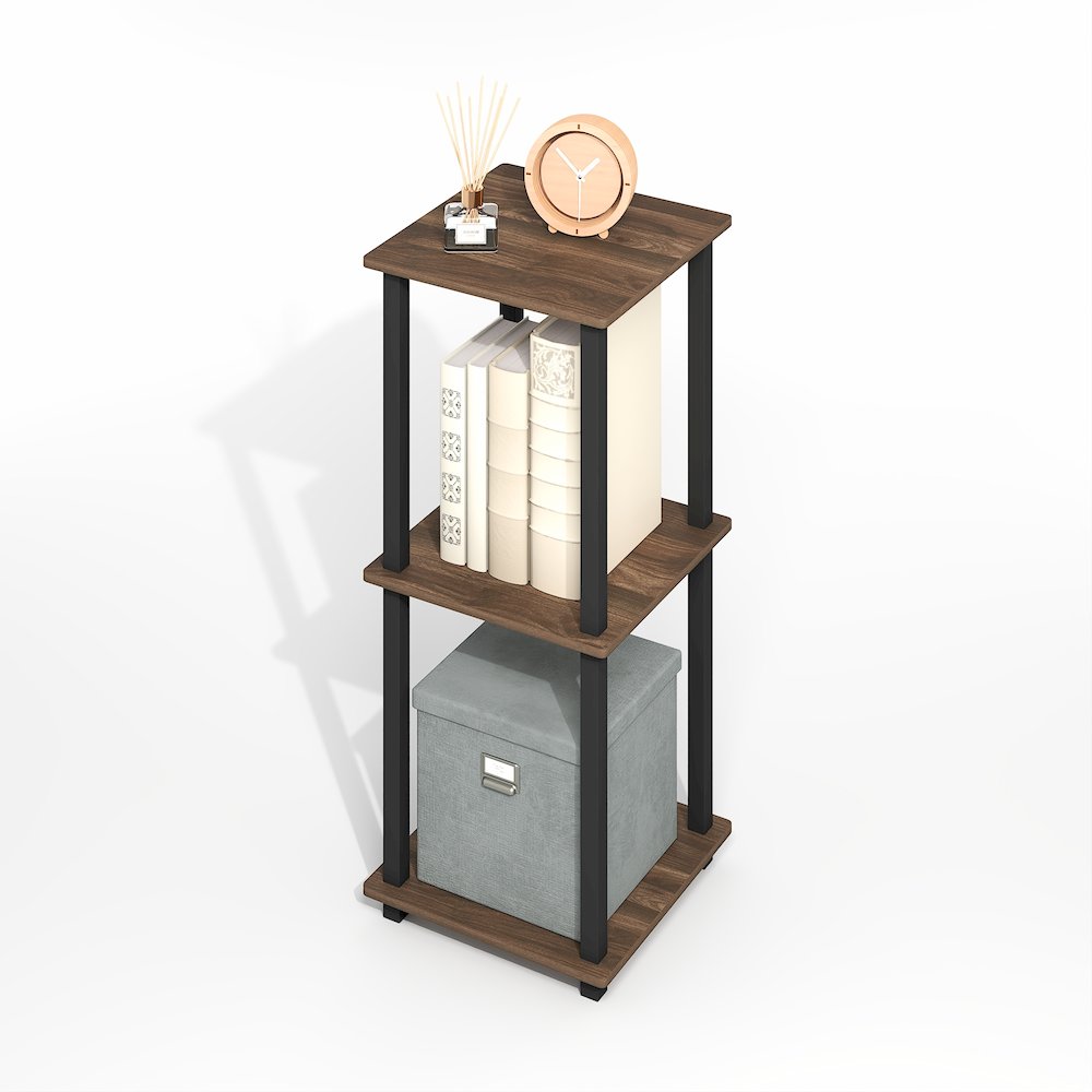 Simplistic End Table, Set of Two, Brown Walnut/Black