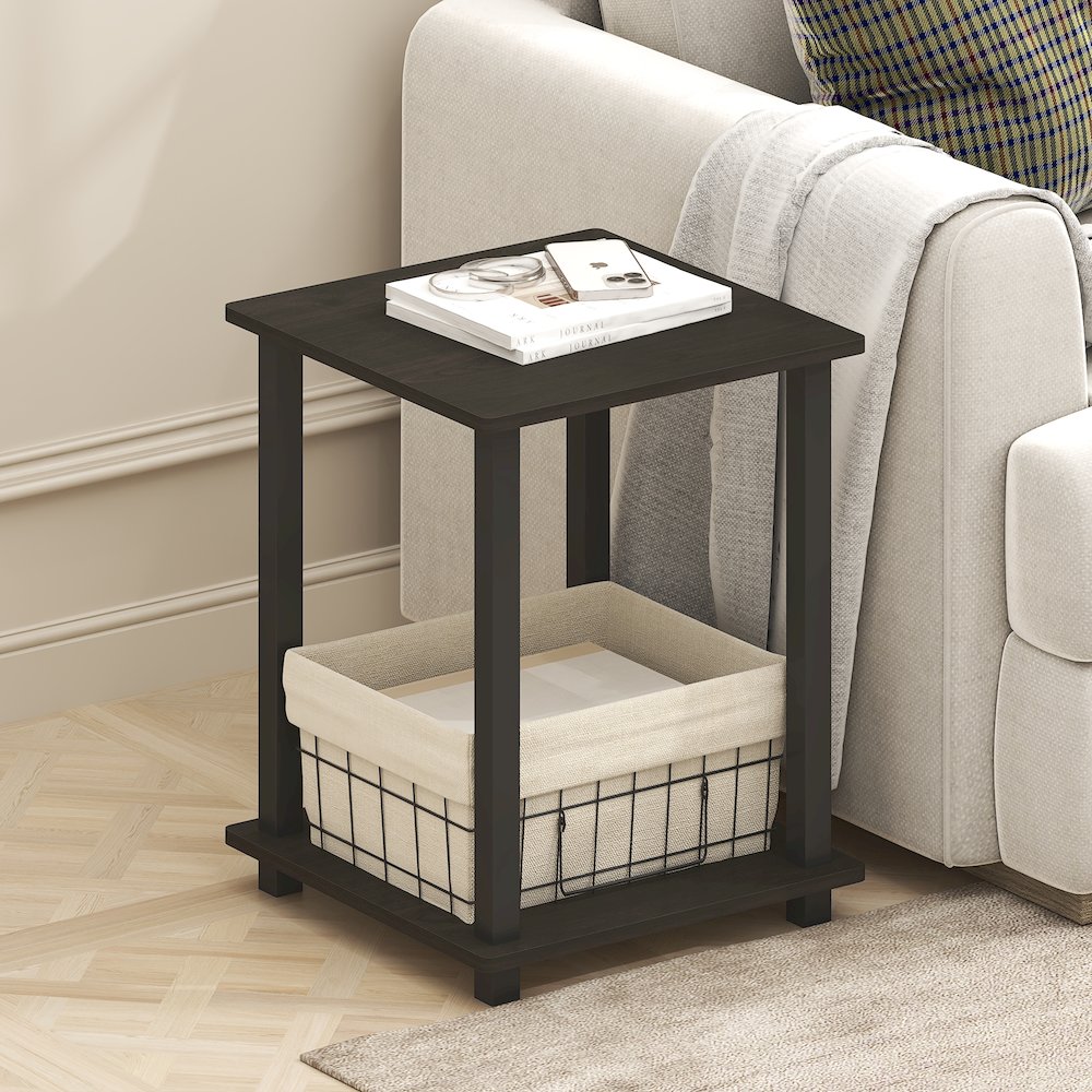 Simplistic End Table, Set of Two, Black Espresso/Black