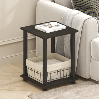 Simplistic End Table, Set of Two, Black Espresso/Black