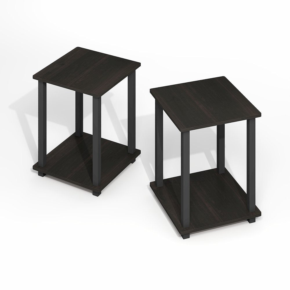 Simplistic End Table, Set of Two, Black Espresso/Black