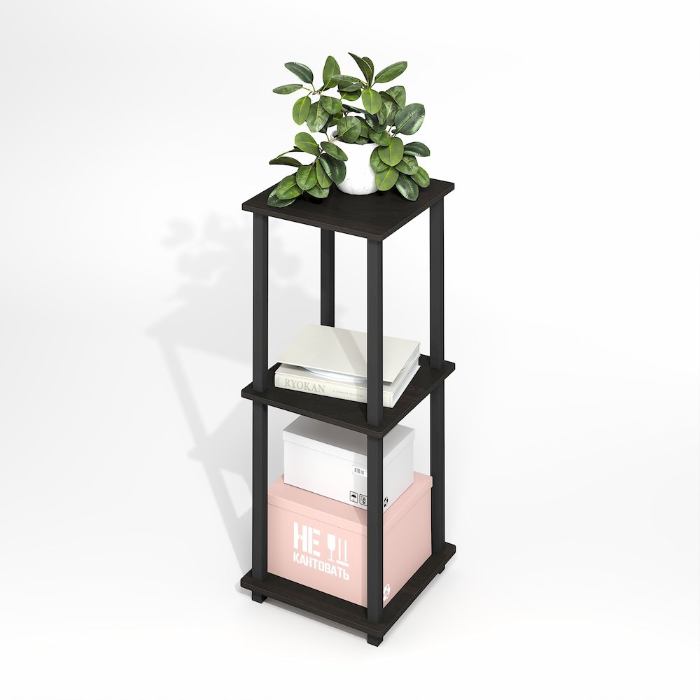 Simplistic End Table, Set of Two, Black Espresso/Black