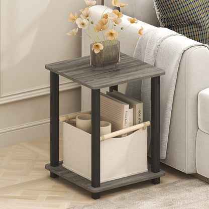 Simplistic End Table, Set of Two, Grey Oak/Black