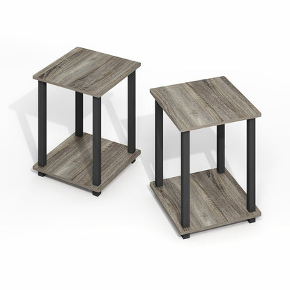 Simplistic End Table, Set of Two, Grey Oak/Black