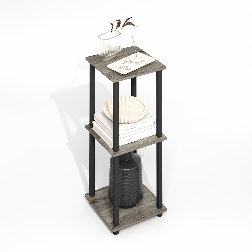 Simplistic End Table, Set of Two, Grey Oak/Black