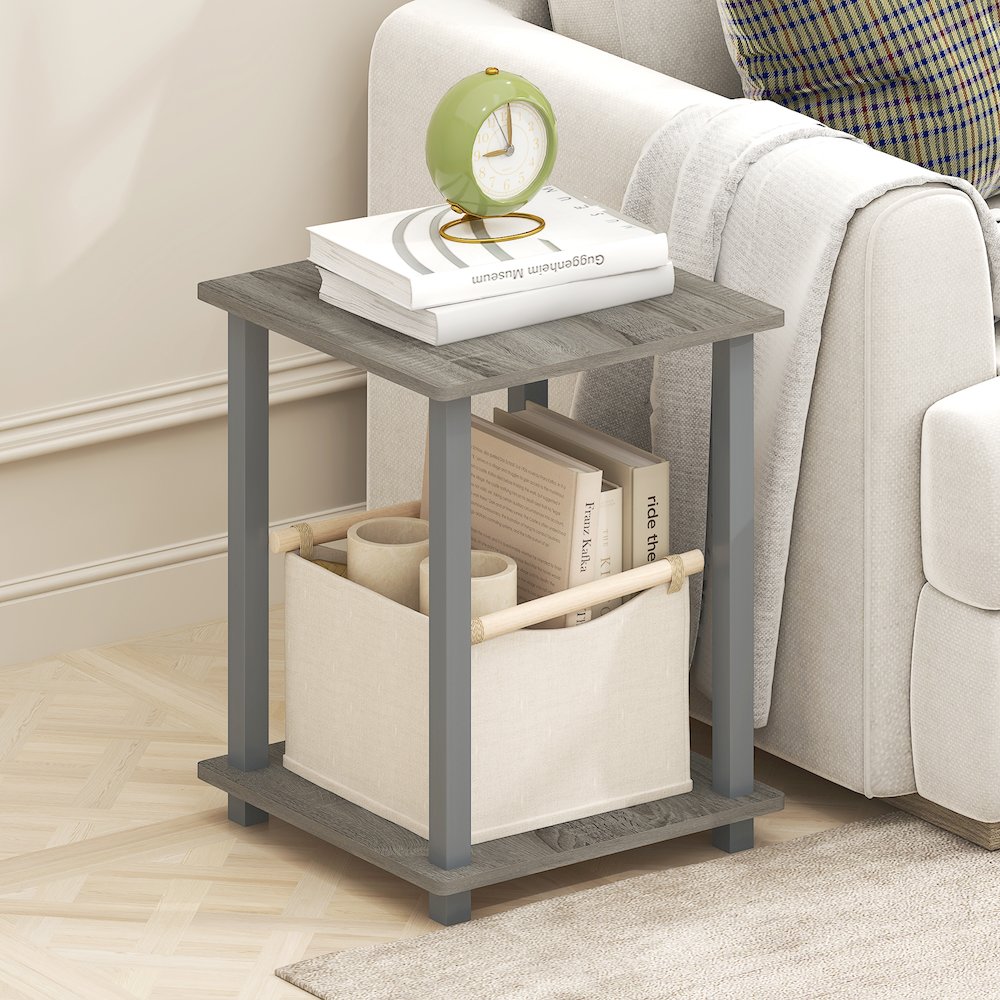 Simplistic End Table, Set of Two, Grey Oak/Grey
