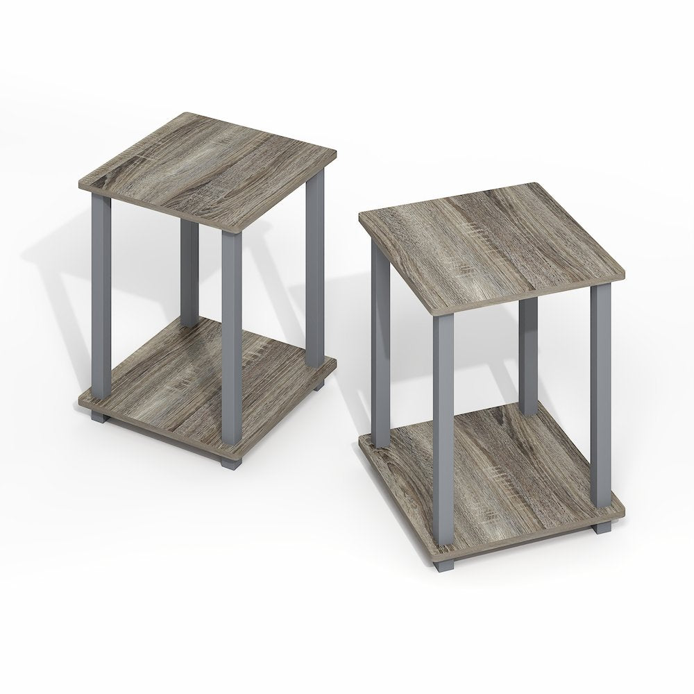 Simplistic End Table, Set of Two, Grey Oak/Grey