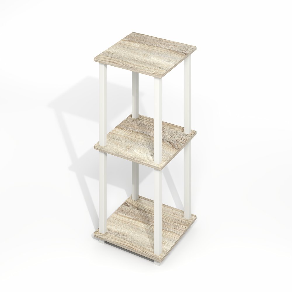 Simplistic End Table, Set of Two, Light Oak/White