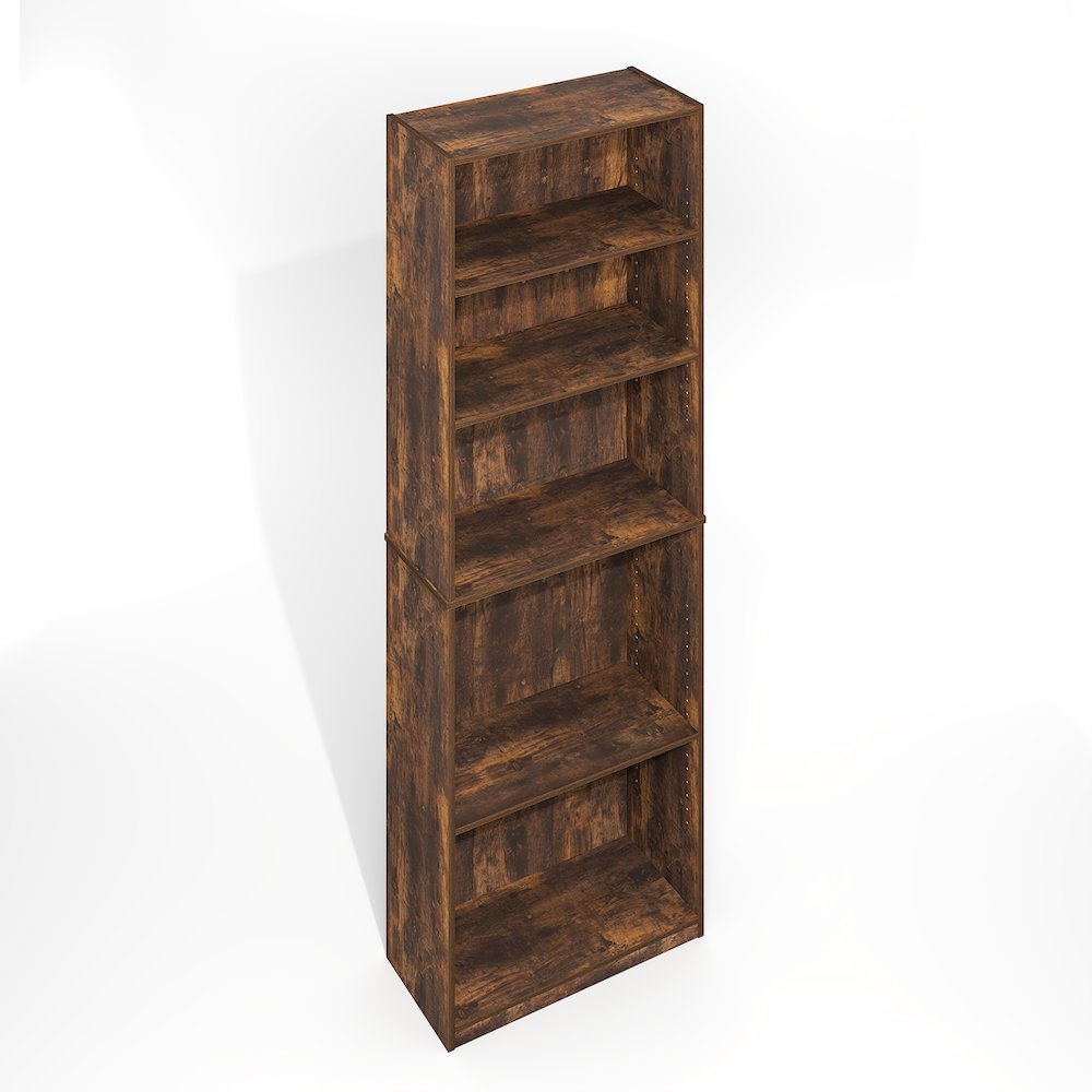 JAYA Simply Home Adjustable Shelf Bookcase, 5-Tier, Amber Oak
