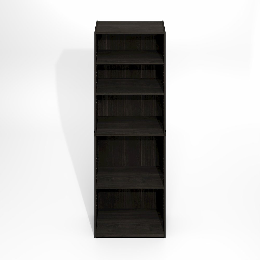 JAYA Simply Home Adjustable Shelf Bookcase, 5-Tier, Black Espresso