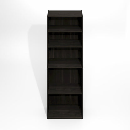 JAYA Simply Home Adjustable Shelf Bookcase, 5-Tier, Black Espresso