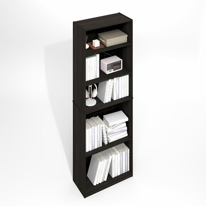 JAYA Simply Home Adjustable Shelf Bookcase, 5-Tier, Black Espresso