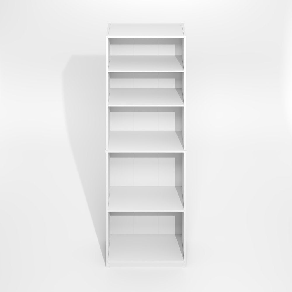 JAYA Simply Home Adjustable Shelf Bookcase, 5-Tier, Plain White