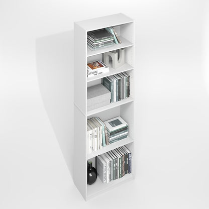 JAYA Simply Home Adjustable Shelf Bookcase, 5-Tier, Plain White