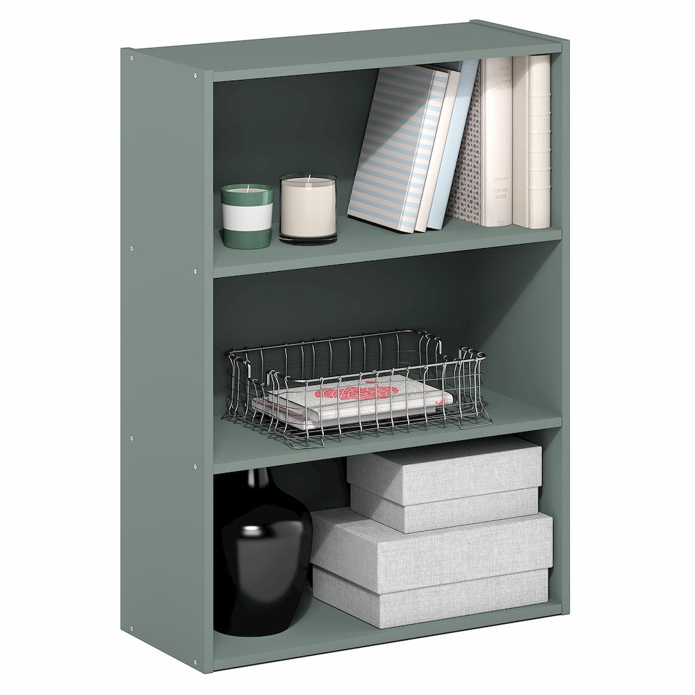 PASIR Book Shelf, 3-Tier Bookshelf, Bookcase, Sage Green