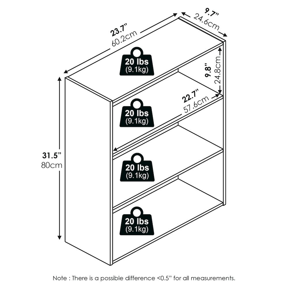 PASIR Book Shelf, 3-Tier Bookshelf, Bookcase, Sage Green