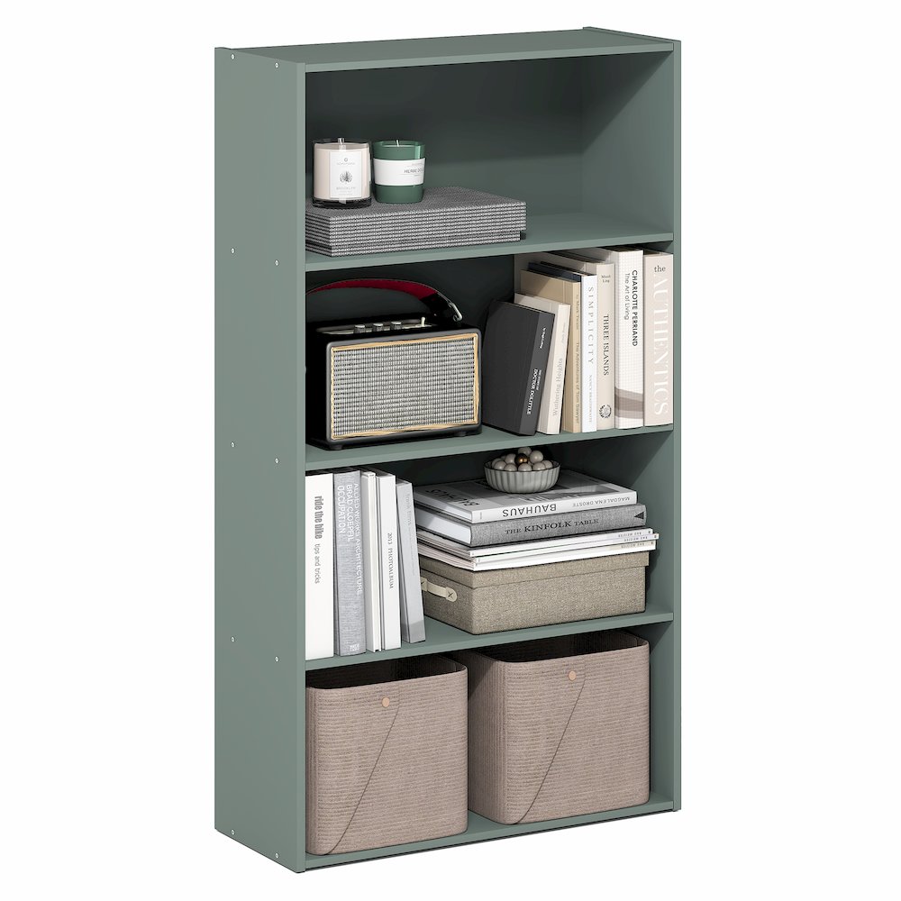 PASIR Book Shelf, 4-Tier Bookshelf, Bookcase, Sage Green