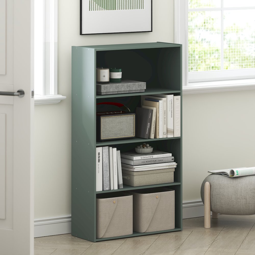PASIR Book Shelf, 4-Tier Bookshelf, Bookcase, Sage Green