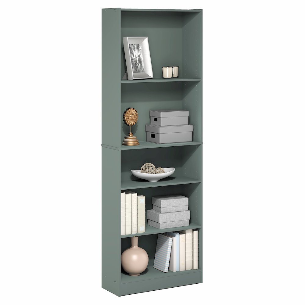 5-Tier Bookshelf, Bookcase, with Adjustable Shelves, Sage Green