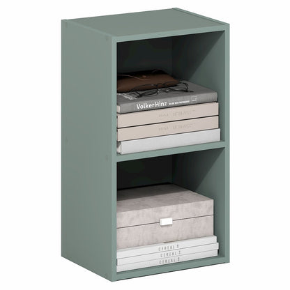 PASIR Book Shelf, 2-Tier Modern Bookshelf, Open Shelves Bookcase, Sage Green