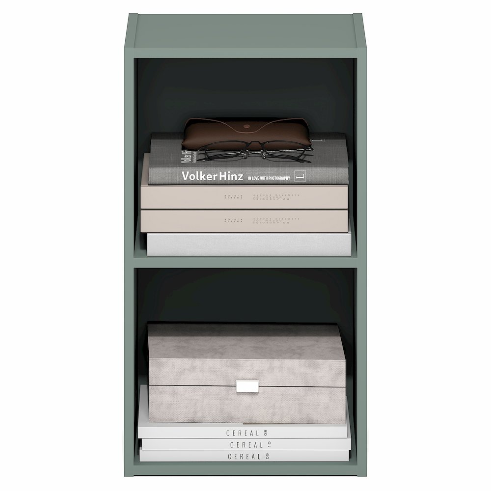 PASIR Book Shelf, 2-Tier Modern Bookshelf, Open Shelves Bookcase, Sage Green
