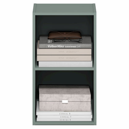 PASIR Book Shelf, 2-Tier Modern Bookshelf, Open Shelves Bookcase, Sage Green