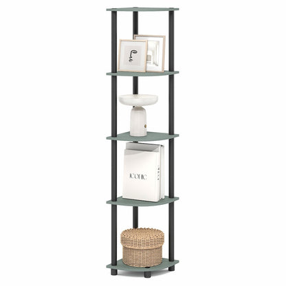 Corner Shelf, 5-Tier Corner Bookshelf, Open Storage Shelves, Sage Green