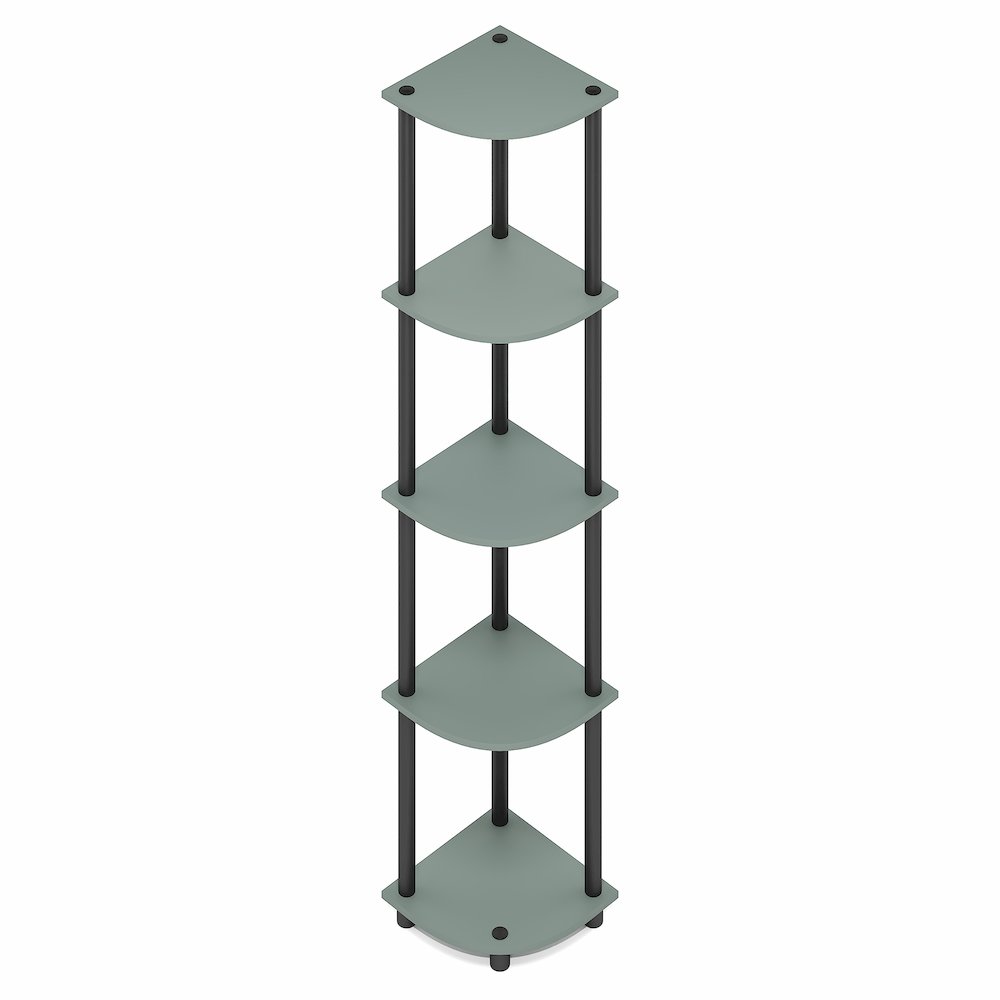 Corner Shelf, 5-Tier Corner Bookshelf, Open Storage Shelves, Sage Green
