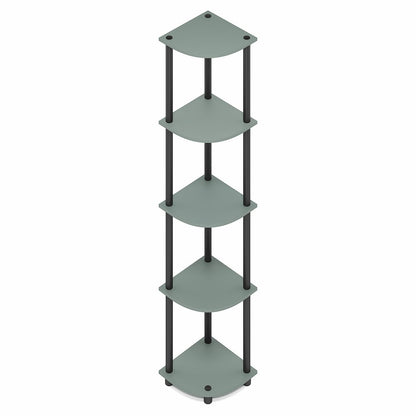 Corner Shelf, 5-Tier Corner Bookshelf, Open Storage Shelves, Sage Green