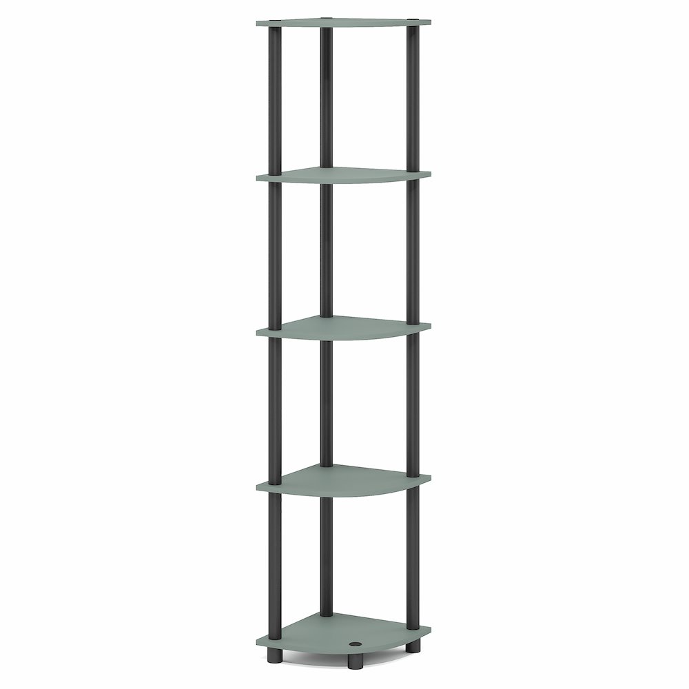 Corner Shelf, 5-Tier Corner Bookshelf, Open Storage Shelves, Sage Green