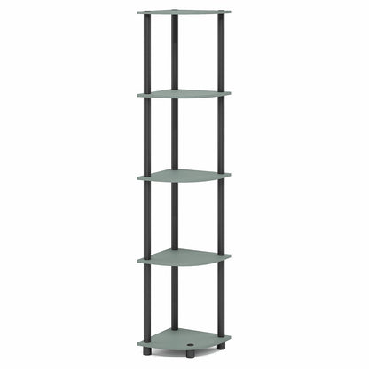 Corner Shelf, 5-Tier Corner Bookshelf, Open Storage Shelves, Sage Green