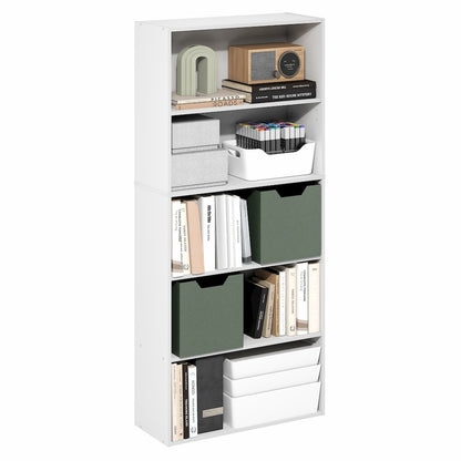 5-Tier Bookshelf, 52 Inch Tall Bookcase with Adjustable Shelf, White