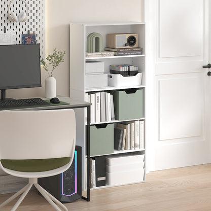 5-Tier Bookshelf, 52 Inch Tall Bookcase with Adjustable Shelf, White