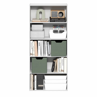5-Tier Bookshelf, 52 Inch Tall Bookcase with Adjustable Shelf, White