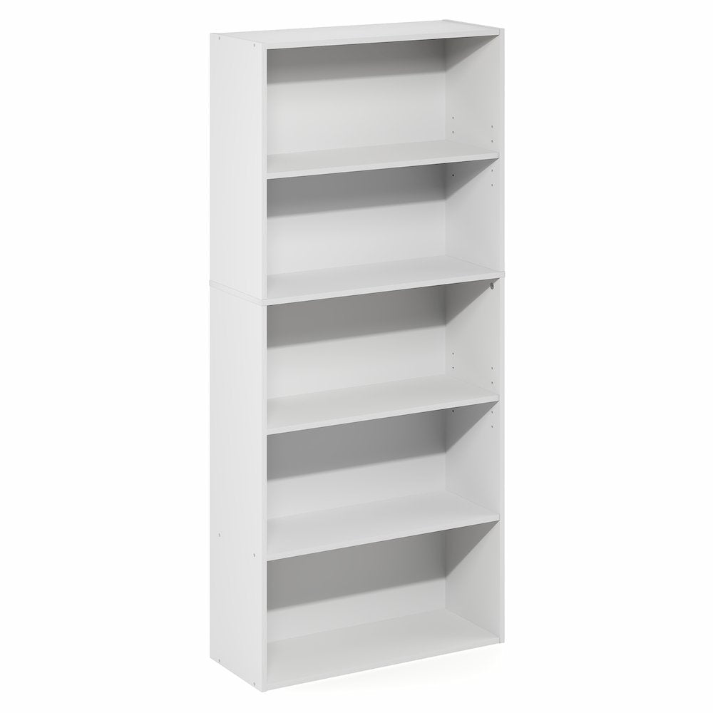 5-Tier Bookshelf, 52 Inch Tall Bookcase with Adjustable Shelf, White