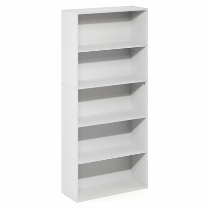 5-Tier Bookshelf, 52 Inch Tall Bookcase with Adjustable Shelf, White