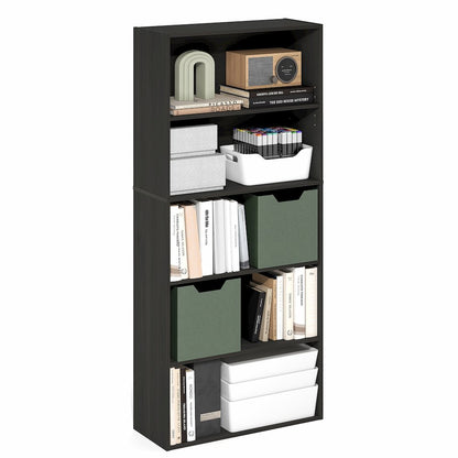 5-Tier Bookshelf, 52 Inch Tall Bookcase with Adjustable Shelf, Espresso
