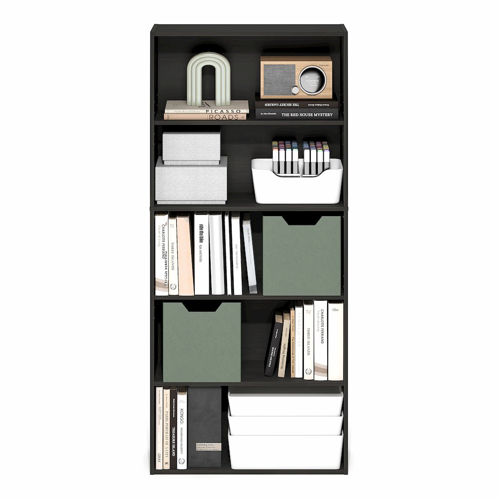 5-Tier Bookshelf, 52 Inch Tall Bookcase with Adjustable Shelf, Espresso