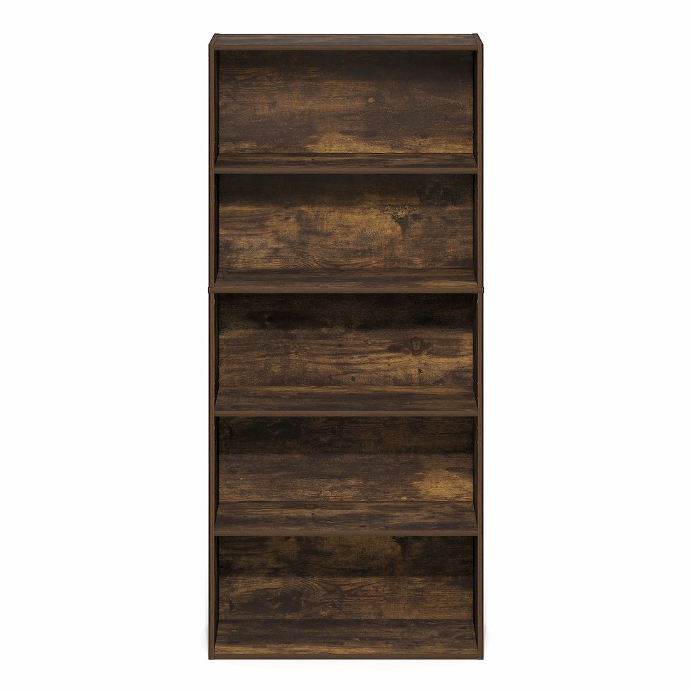 5-Tier Bookshelf, 52 Inch Tall Bookcase with Adjustable Shelf, Amber Pine