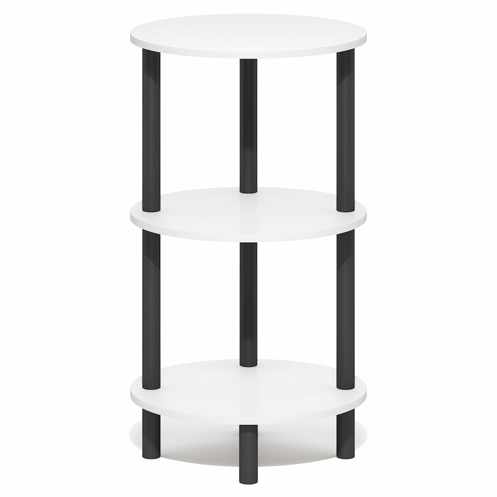 3-Tier 27.6" Tall Oval Nightstand, Bedside Table with Open Shelving, White