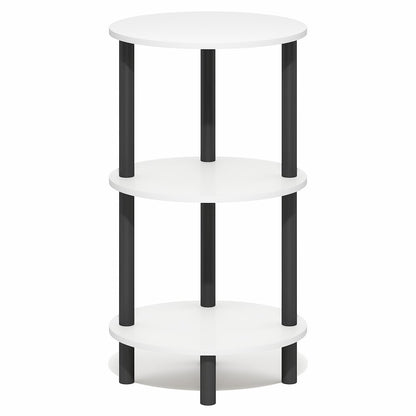 3-Tier 27.6" Tall Oval Nightstand, Bedside Table with Open Shelving, White