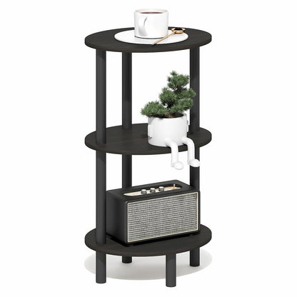 3-Tier 27.6" Tall Oval Nightstand, Bedside Table with Open Shelving, Espresso