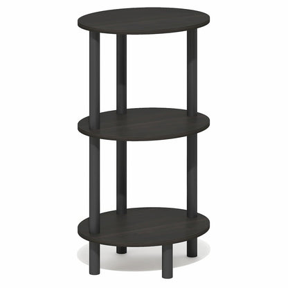 3-Tier 27.6" Tall Oval Nightstand, Bedside Table with Open Shelving, Espresso